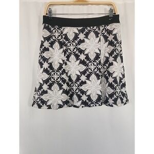 Prana Floral Print Jenna A-line Pull-on Skirt Black White‎ Gray Womens S NWT